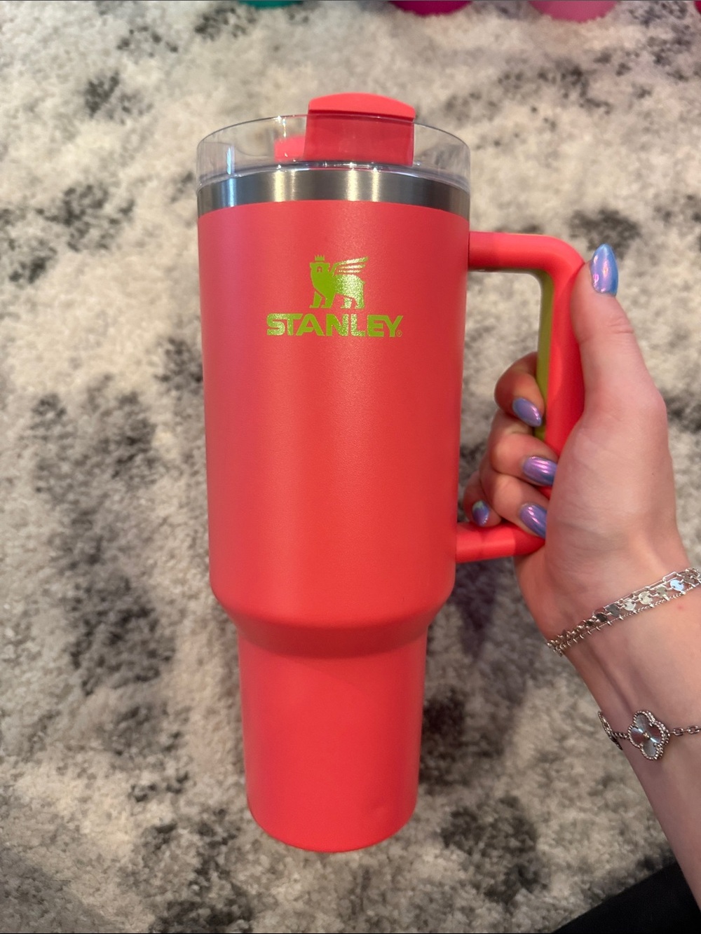 40 oz Stanley Coral pink/red Adventure Handle Tumbler mug